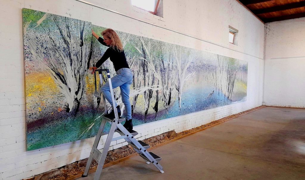 Kerrie Warren installing 'In Flow' at Yering Station 2023