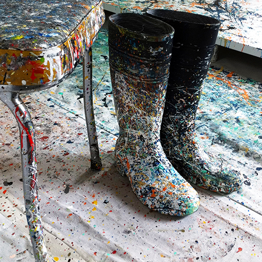 Artist Kerrie Warren, Art in Series, Studio Boots